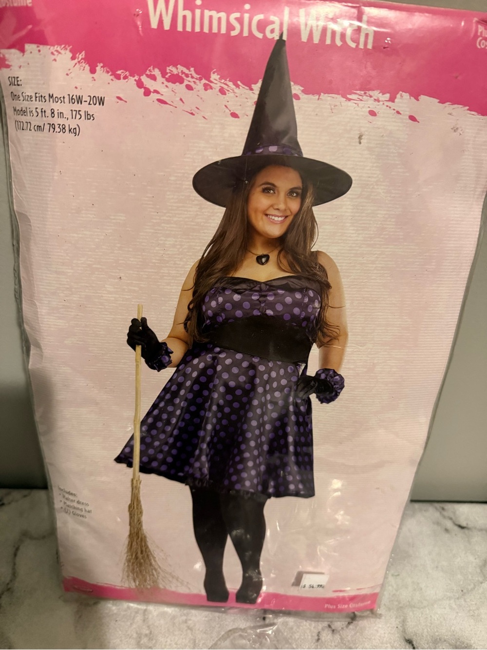 Whimsical Witch Plus-Size Purple Polka Dot Costume